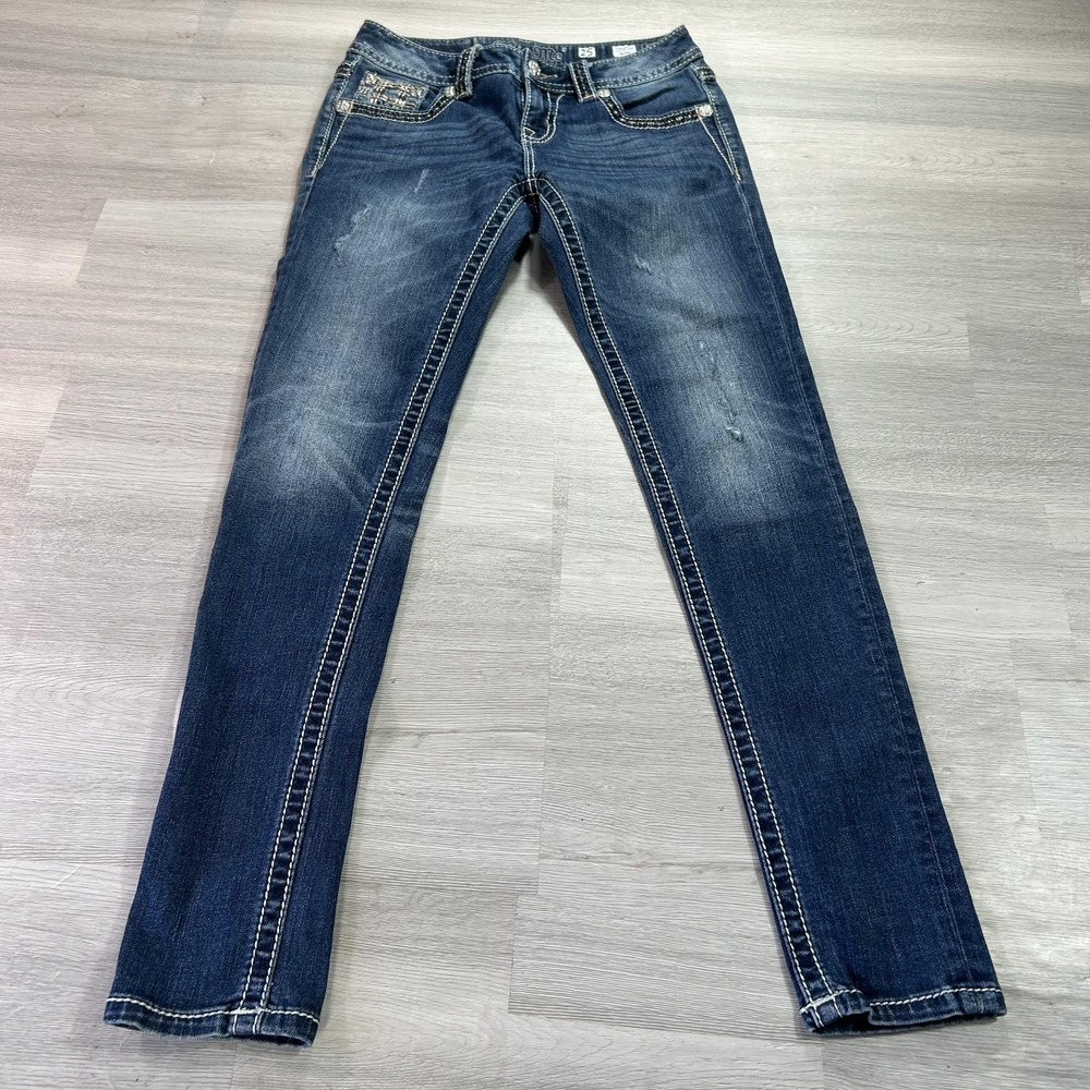 Miss Me Signature Skinny Jeans Womens 25 Blue Low Rise Stretch JP7690S 25x30